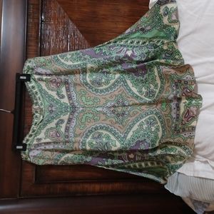 E C I Silk A Line skirt in Lilac & Green pastels full lining IMMACULATE